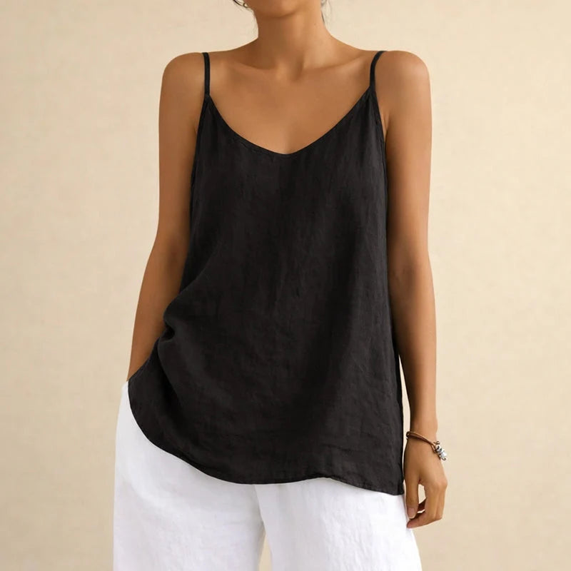 Lorelei | Sleeveless Linen Blend Top – Casual Tank Shirt for Everyday Styling