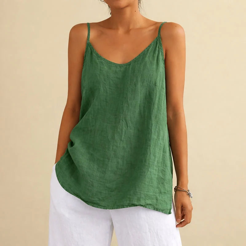 Lorelei | Sleeveless Linen Blend Top – Casual Tank Shirt for Everyday Styling