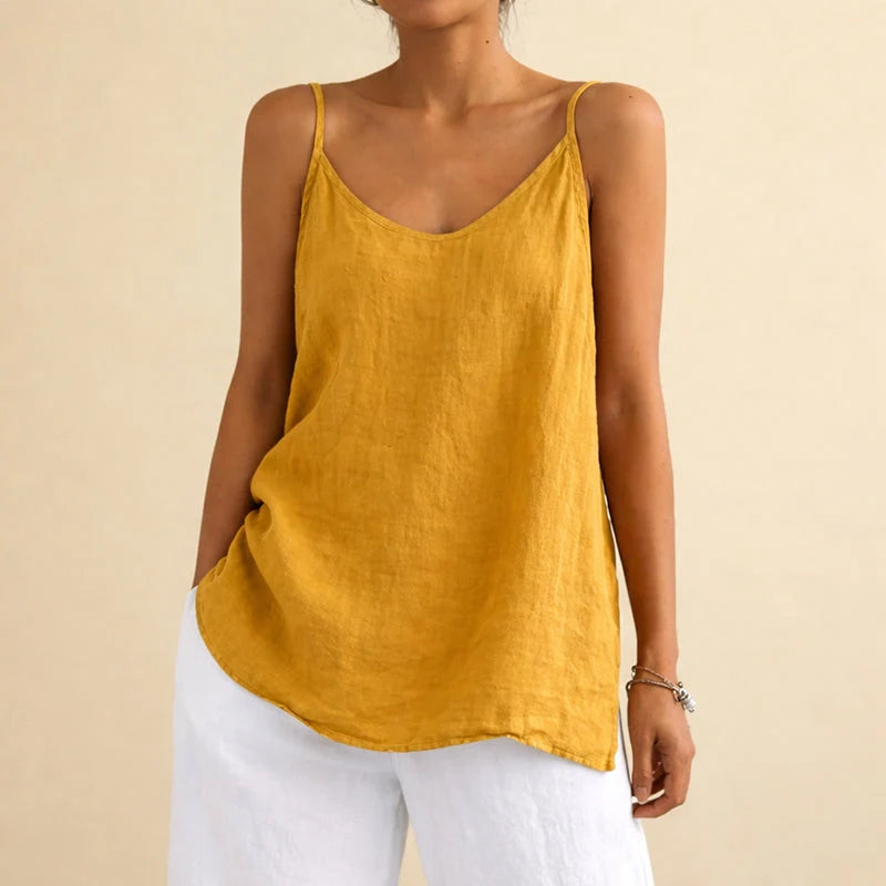 Lorelei | Sleeveless Linen Blend Top – Casual Tank Shirt for Everyday Styling