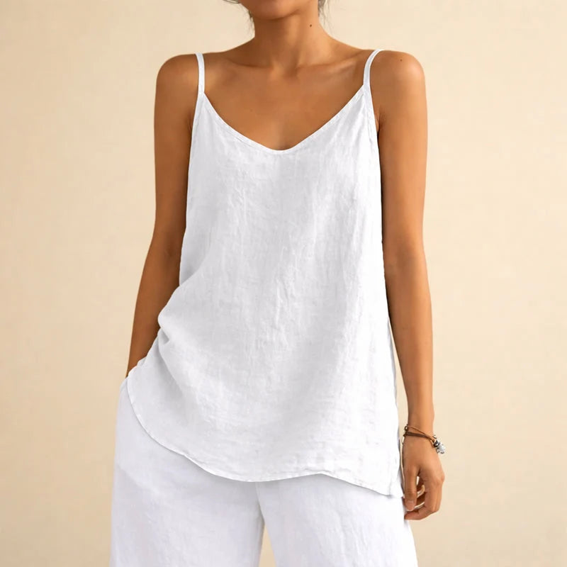 Lorelei | Sleeveless Linen Blend Top – Casual Tank Shirt for Everyday Styling