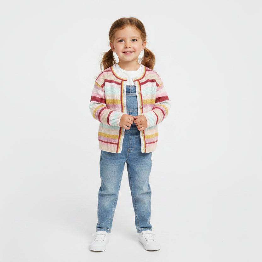Modern Stripe Knit Kids Cardigan – Comfortable Everyday Casual Fashion Layer