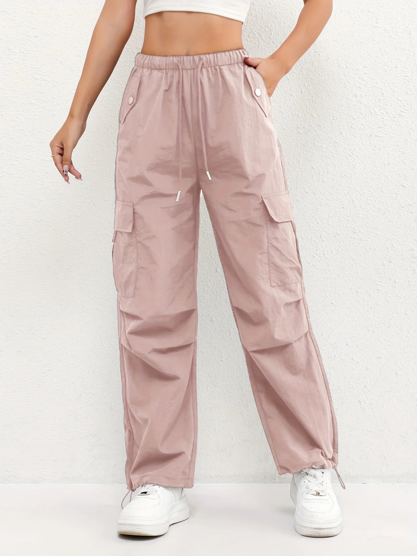 Natalia | Drawstring-Waist Cargo Parachute Pants - Urban Utility-Inspired Everyday Style
