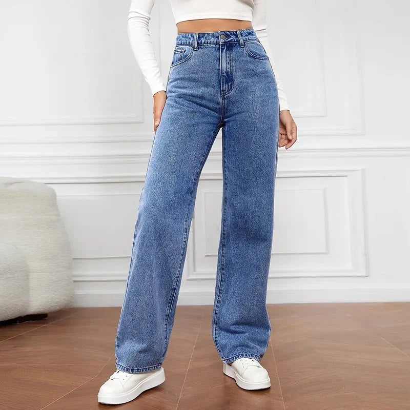 Neria | High-Waisted Straight Leg Denim Jeans - Classic Casual Bottoms