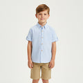 Retro Style Blue Check Shirt – Casual Button-Up Short Sleeve Summer Wear