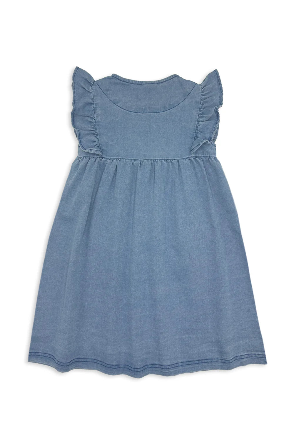 Sleeveless Denim Tiered Dress – Playful Frill Trim Summer Essential