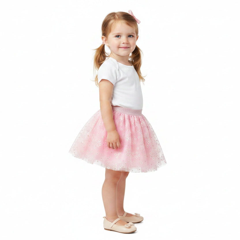 Spring Bloom Fairy Tutu Skirt – Lightweight Floral Costume for Girls