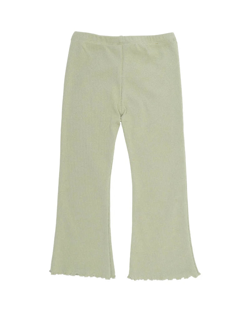 Stretch Rib Knit Flared Leggings – Comfortable High-Waist Casual Bottoms