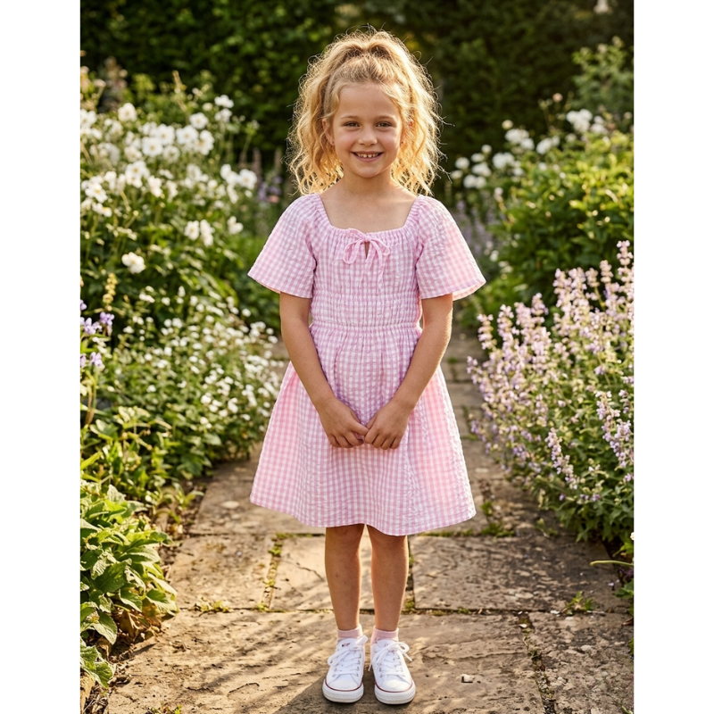 Daisy Plaid Summer Dress – Cute Floral Check Pattern Casual Outfit