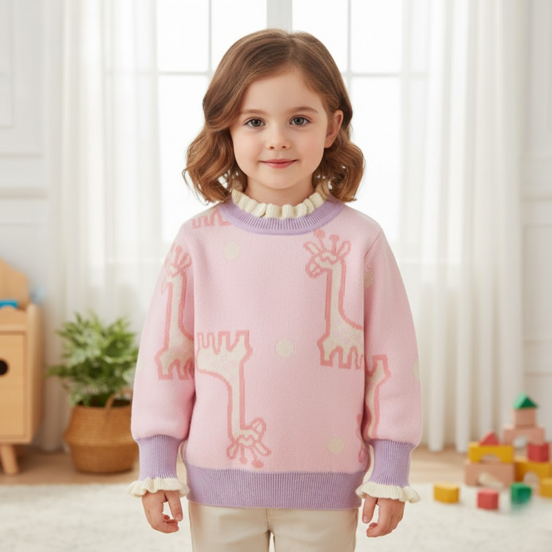 Soft knitted giraffe sweater - warm and playful baby sweater