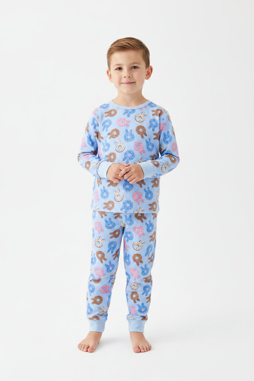 Whimsical Bunny & Snack Print PJ Set – Cozy Nighttime Loungewear