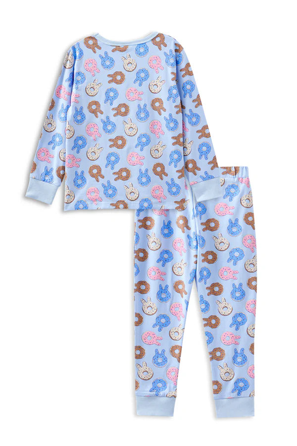 Whimsical Bunny & Snack Print PJ Set – Cozy Nighttime Loungewear