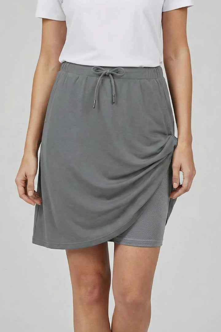 Women’s Active Chic Drawstring Skort - High-Waist Mini Skirt with Built-In Shorts