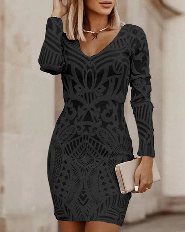 Women's Bodycon V-Neck Mini Dress – Sleek Slim-Fit Short Dress for Elegant Casual & Night Out Style