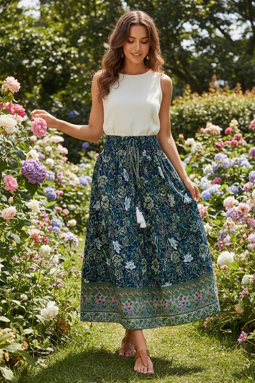 Women's Bohemian Long Skirt – Floral Pattern Timeless Look