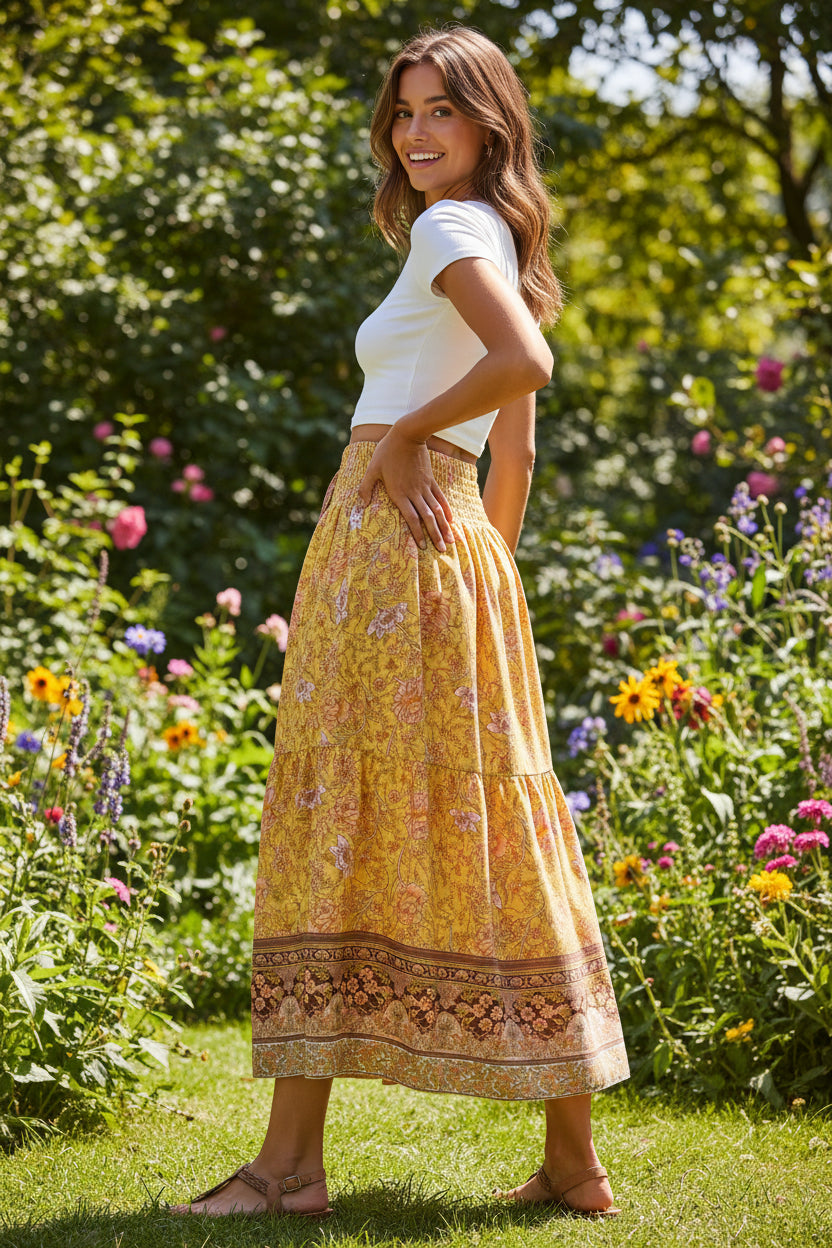 Women's Bohemian Long Skirt – Floral Pattern Timeless Look