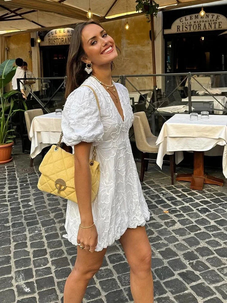 Women's Boho Lace Mini Sundress – Flattering Fit for Vacation and Weekend Looks