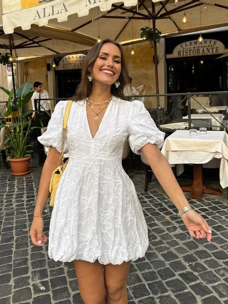 Women's Boho Lace Mini Sundress – Flattering Fit for Vacation and Weekend Looks