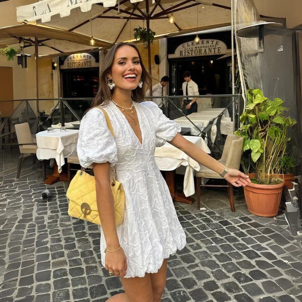 Women's Boho Lace Mini Sundress – Flattering Fit for Vacation and Weekend Looks