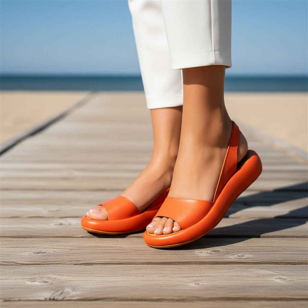 Women's Strap Slingback Flat Sandals – Chic Open Front Casual Walking Shoes