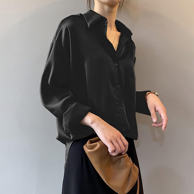 Women’s Casual Long Sleeve Blouse – Classic Button Front Everyday Shirt