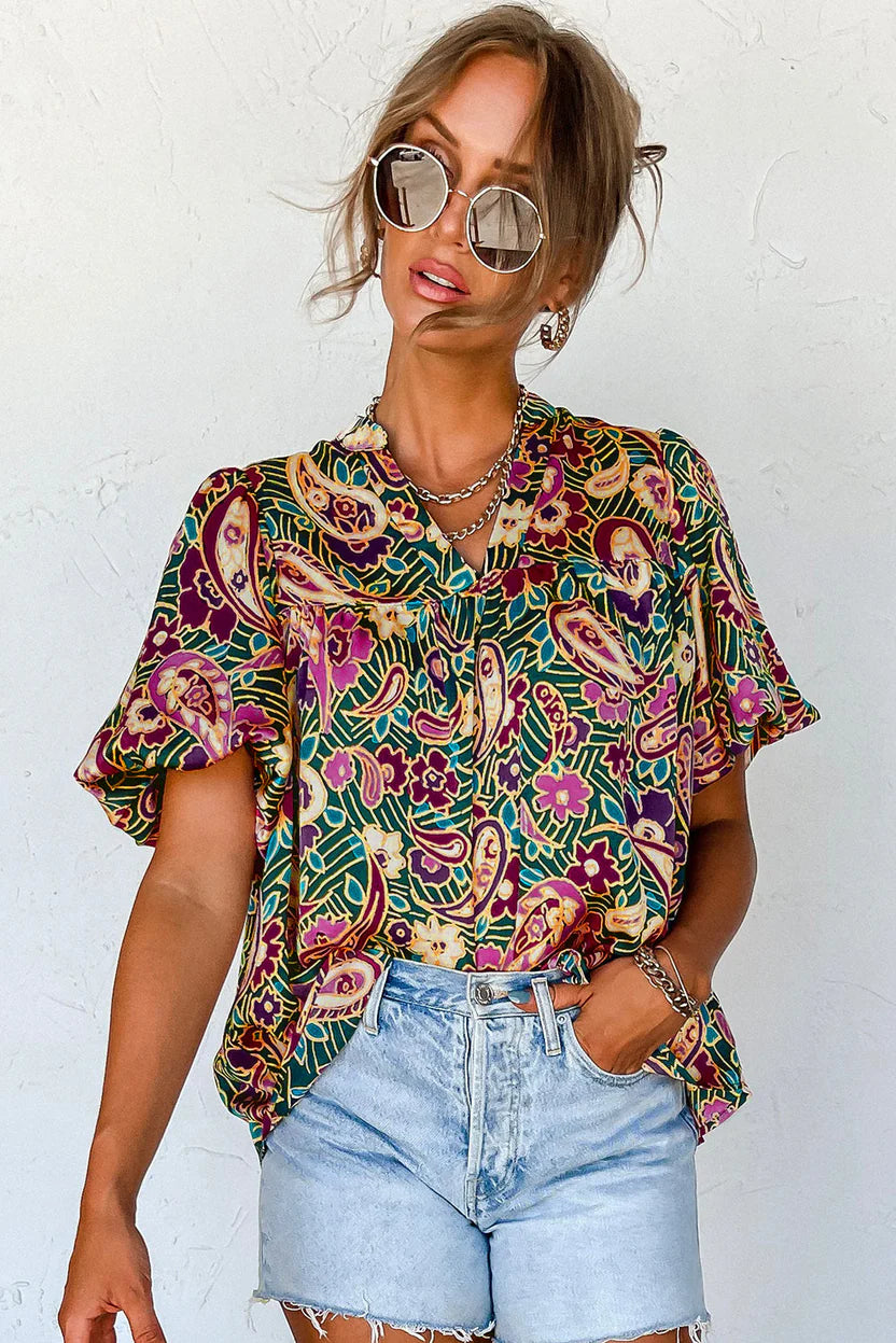 Women’s Chic V-Neck Short Sleeve Top – Lightweight Everyday Blouse with Flattering Feminine Fit