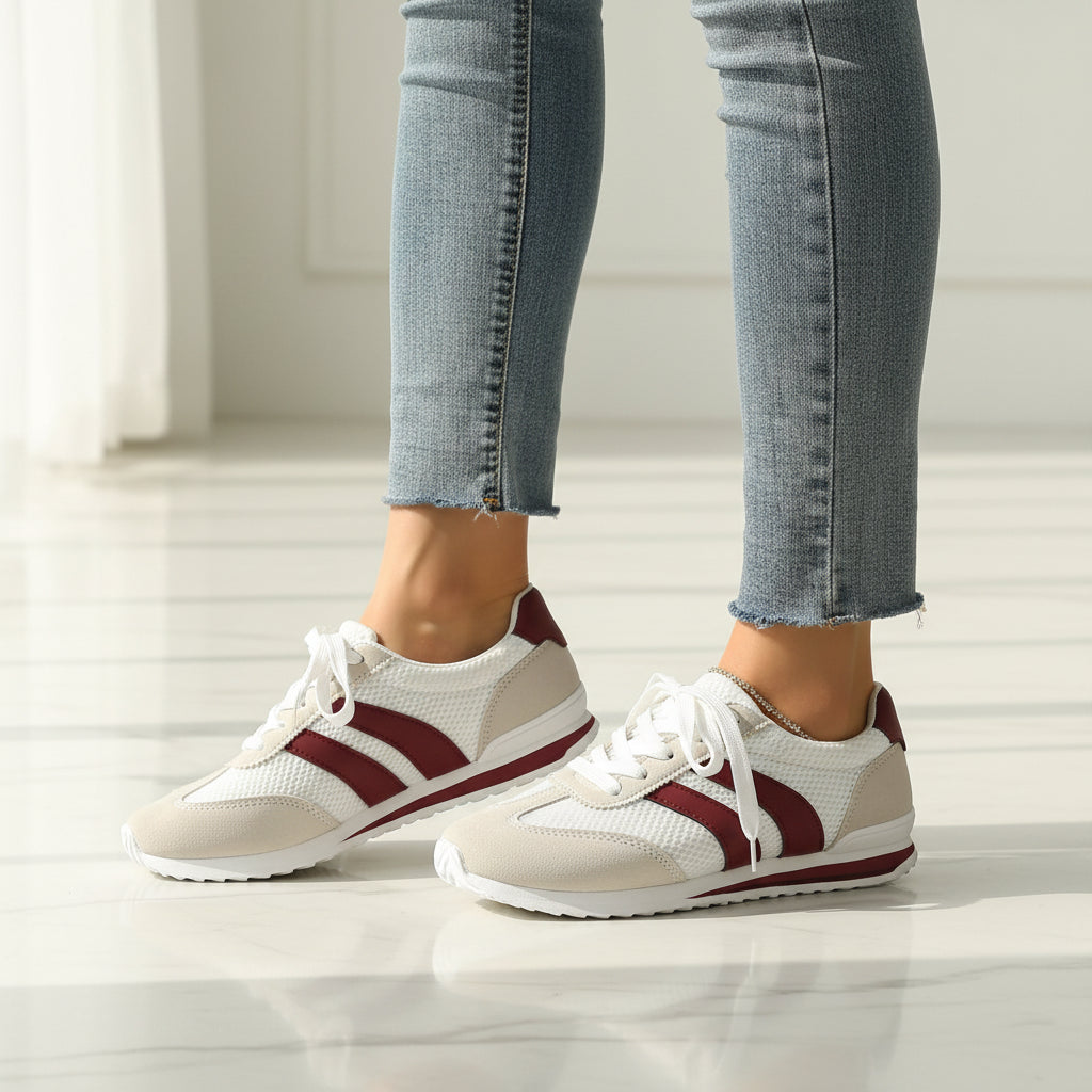 Women's Classic Lace-Up Casual Sneakers – Everyday Low-Profile Fashion Shoes