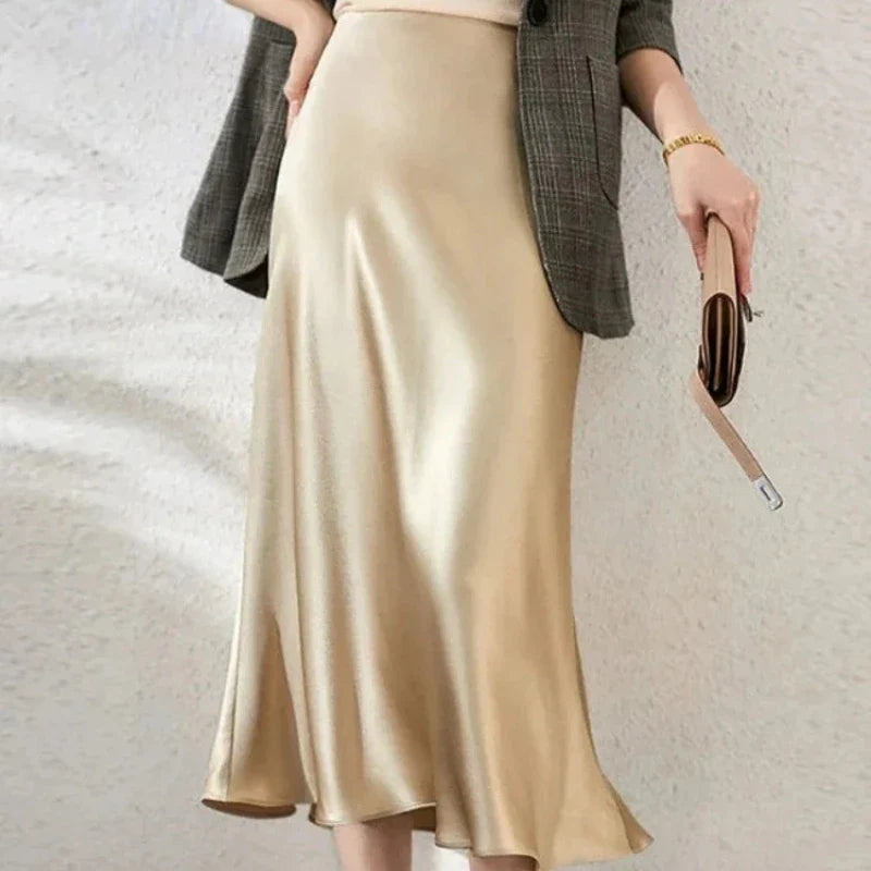 Women's Classic Midi Skirt – Elevated Waist Chic Wardrobe Essential