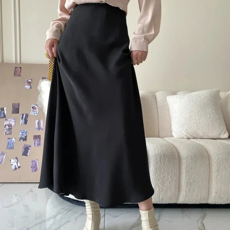 Women's Classic Midi Skirt – Elevated Waist Chic Wardrobe Essential