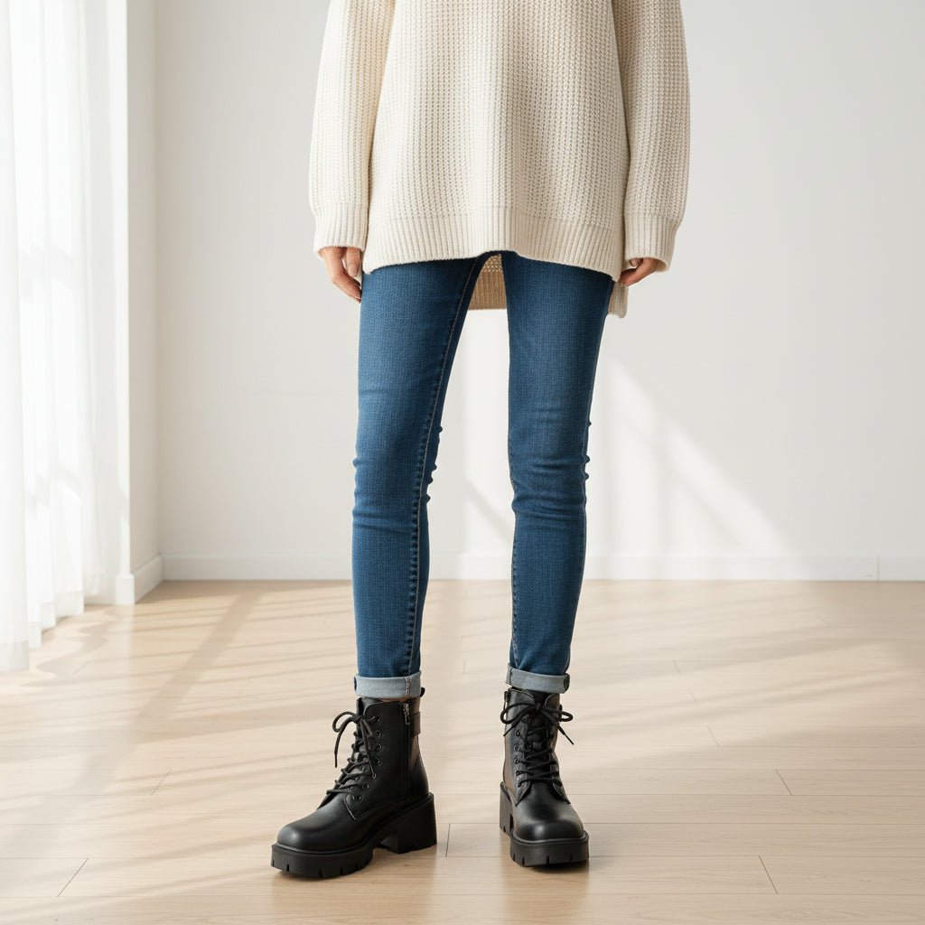 Women's Combat-Inspired Platform Ankle Boots – Lace-Up Lug Sole Booties