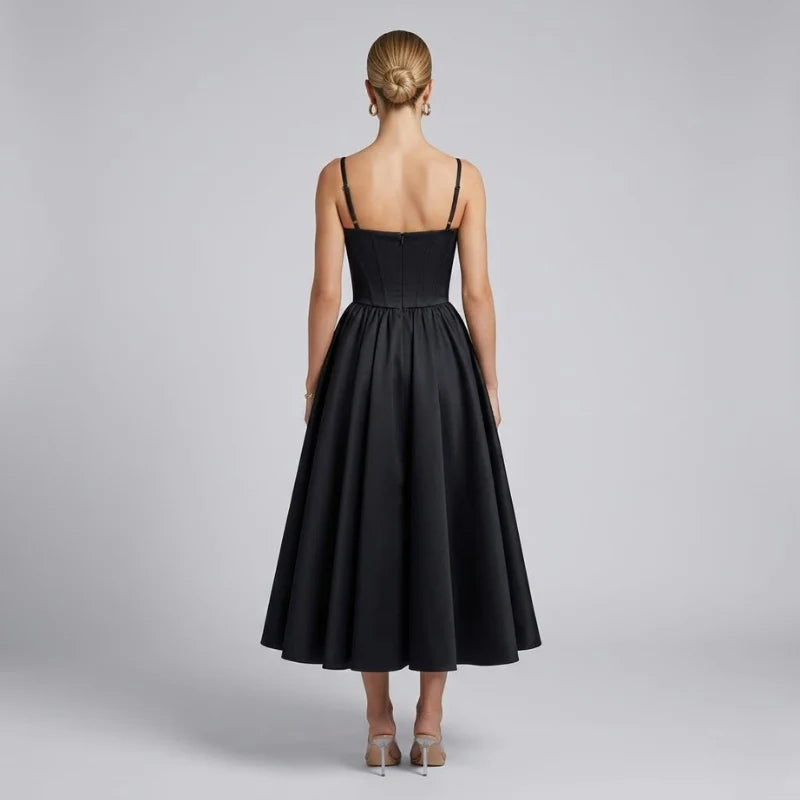 Women’s Corset Waist Midi Dress – Bustier-Inspired Figure-Hugging Style