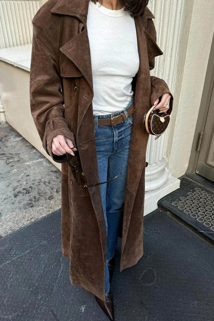 Camille | Double Button Trench Jacket – Tailored Belted Outerwear Coat for Layered Style