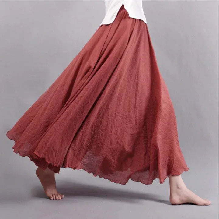 Women’s Elegant Cascade High-Rise Maxi Skirt - Flowing A-Line Long Skirt with Textured Ruffle Hem Detail