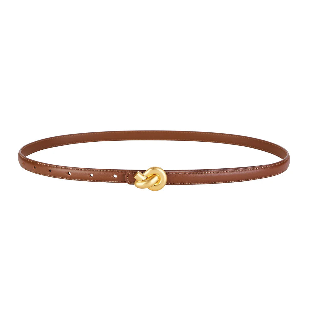 Women's Elegant Slim Waist Belt with Knot Buckle - Versatile Everyday Essential