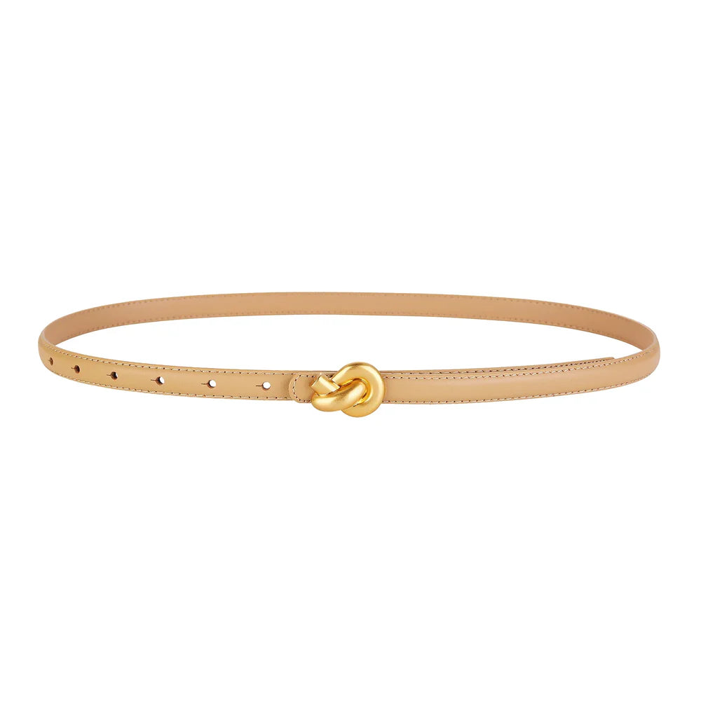 Women's Elegant Slim Waist Belt with Knot Buckle - Versatile Everyday Essential