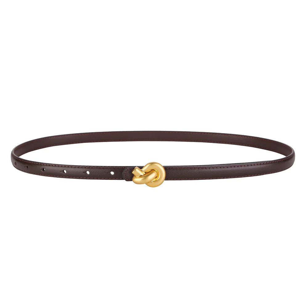 Women's Elegant Slim Waist Belt with Knot Buckle - Versatile Everyday Essential