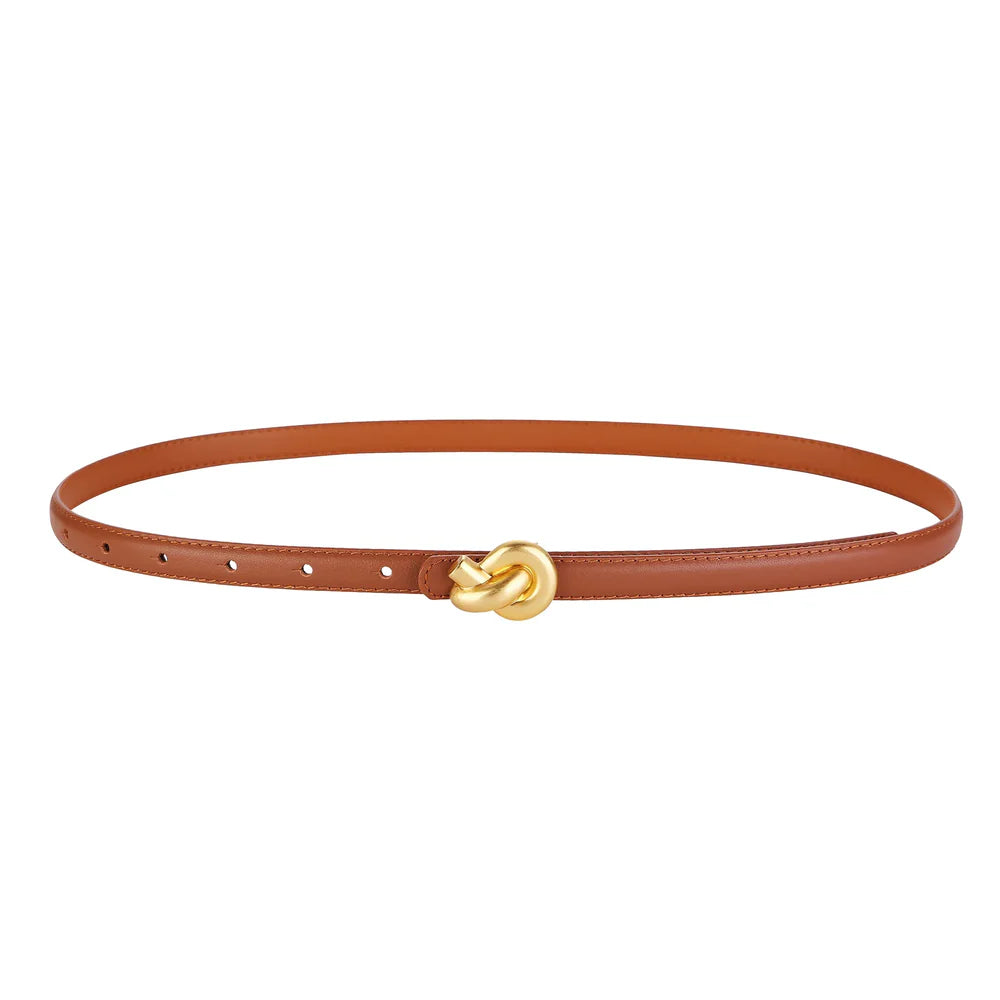 Women's Elegant Slim Waist Belt with Knot Buckle - Versatile Everyday Essential