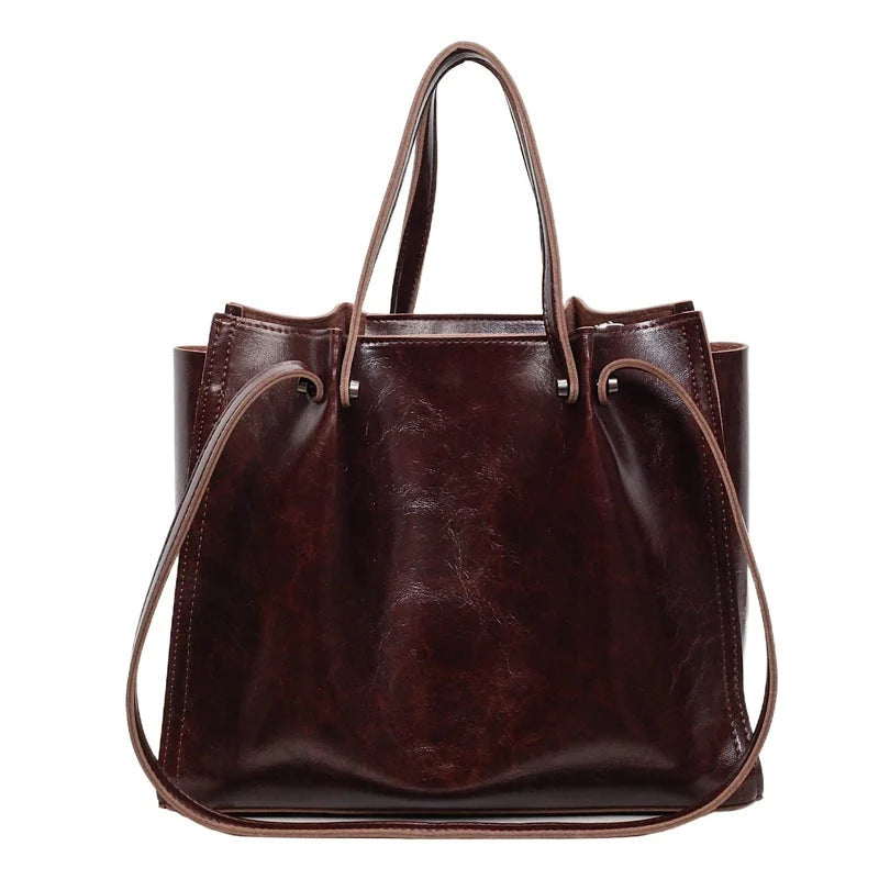 Women's Everyday Shoulder Handbag – Spacious Zip Closure Tote with Contrast Detailing