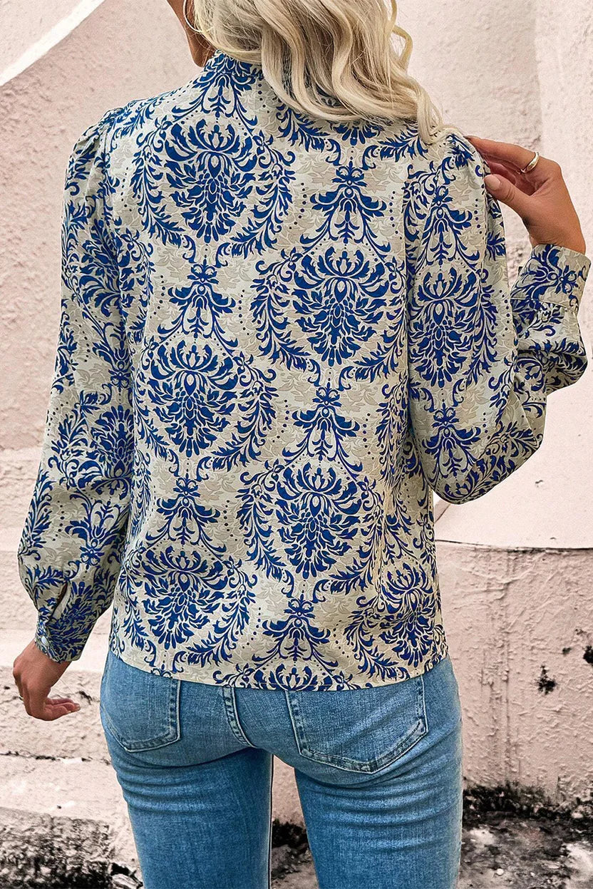 Women’s Free-Spirit Boho Print Blouse – Artistic Pattern Shirt with Relaxed Everyday Elegance