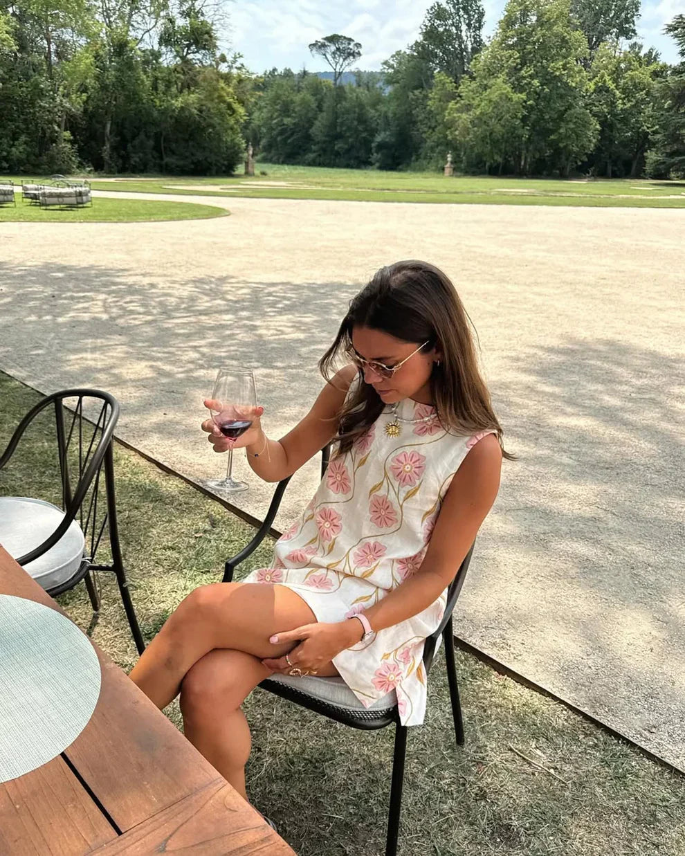 Women's Garden-Inspired Mini Dress – Elegant Floral Summer Dress with Sleek Neckline