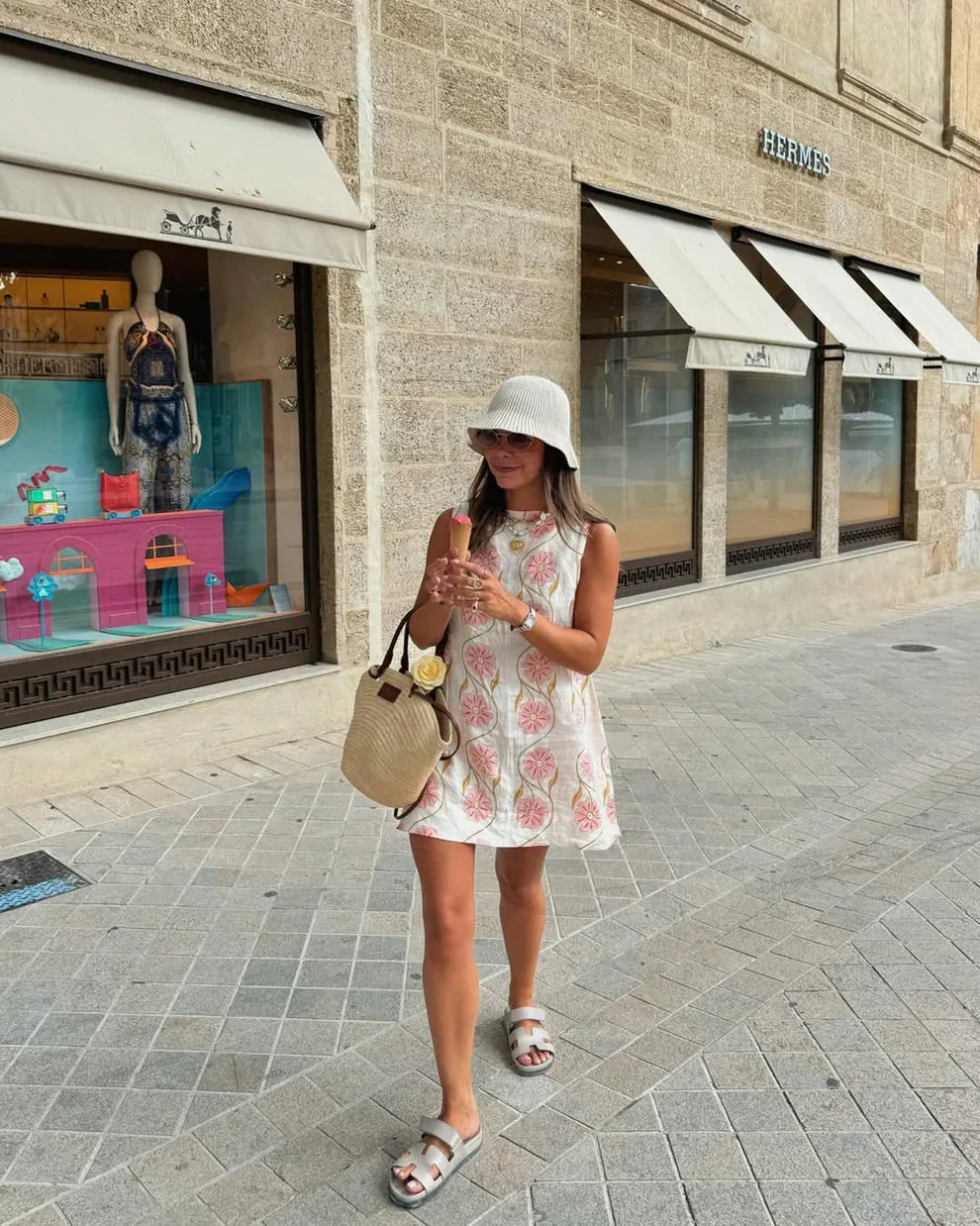 Women's Garden-Inspired Mini Dress – Elegant Floral Summer Dress with Sleek Neckline