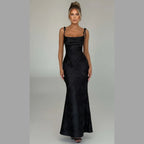 Grace | Graceful Draped Maxi Dress – Sleek Evening Look with Tie Detail