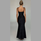 Grace | Graceful Draped Maxi Dress – Sleek Evening Look with Tie Detail