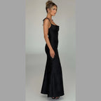 Grace | Graceful Draped Maxi Dress – Sleek Evening Look with Tie Detail