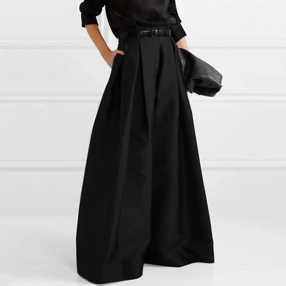 Women’s High-Waist Maxi Skirt – Flowing Oversized Silhouette with Refined Tailored Elegance