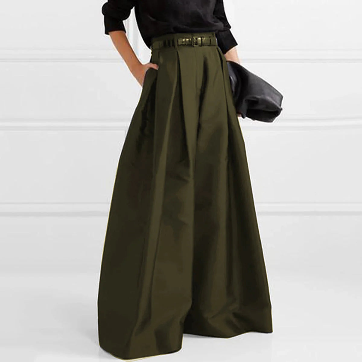Women’s High-Waist Maxi Skirt – Flowing Oversized Silhouette with Refined Tailored Elegance