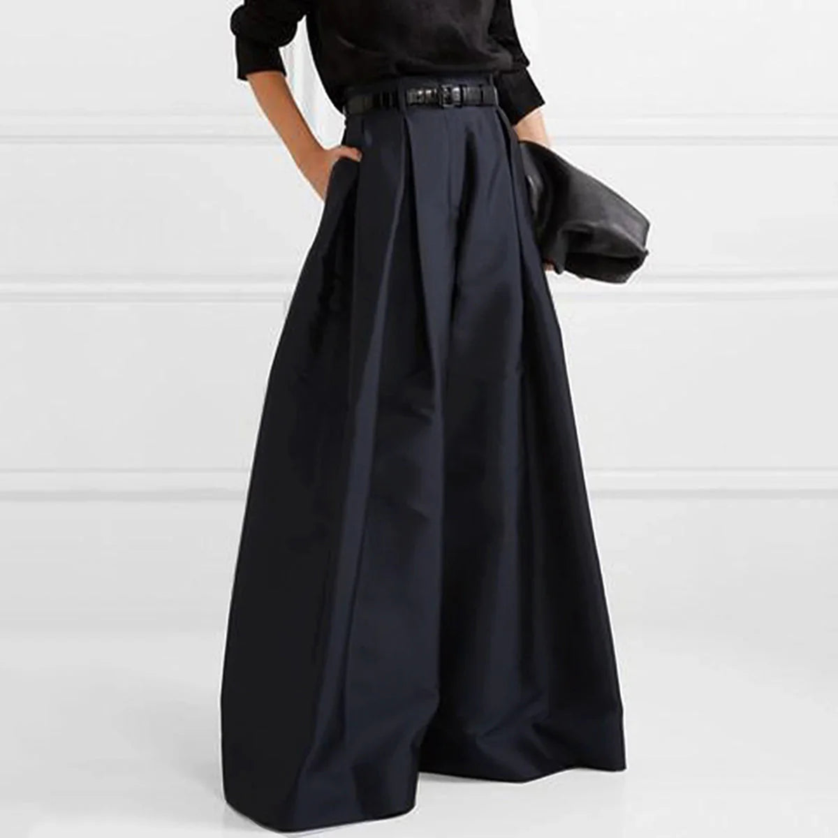 Women’s High-Waist Maxi Skirt – Flowing Oversized Silhouette with Refined Tailored Elegance