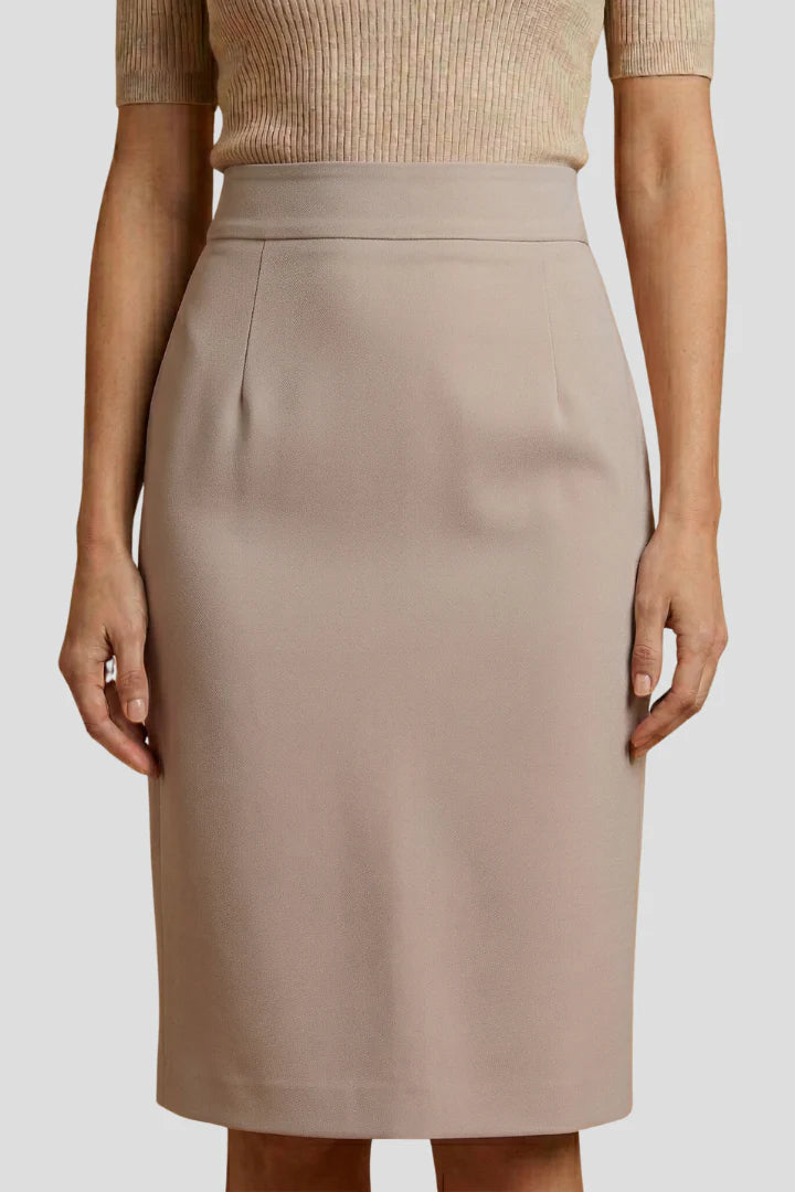 Women’s High-Waist Pencil Midi Skirt – Sleek Fitted Silhouette with Back Slit Detail