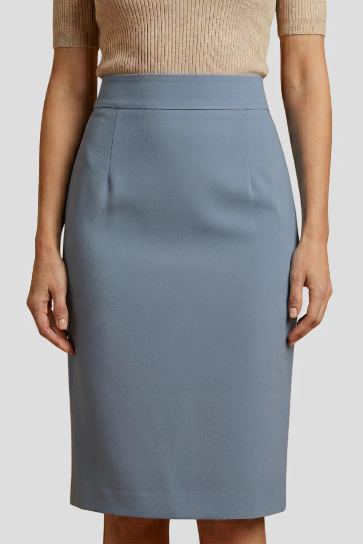 Women’s High-Waist Pencil Midi Skirt – Sleek Fitted Silhouette with Back Slit Detail