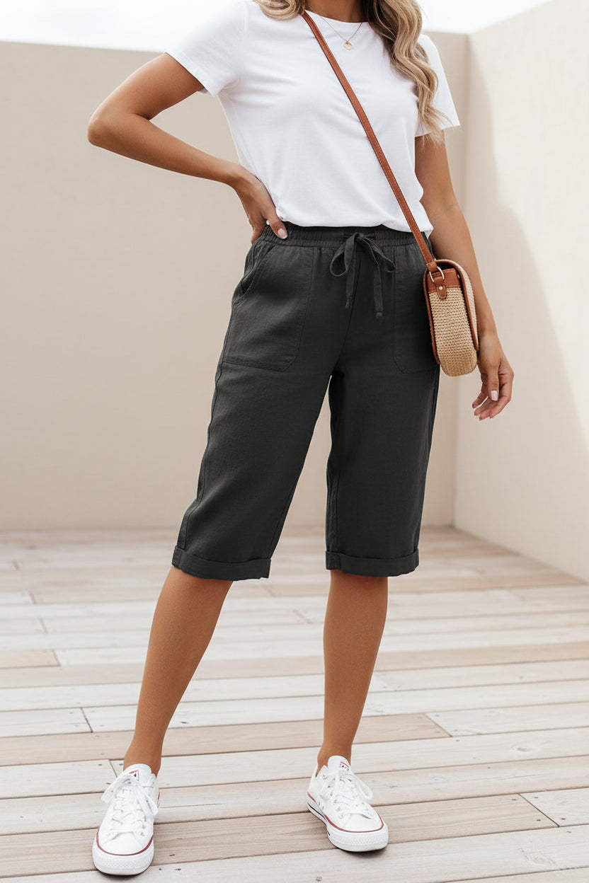 Women's Lightweight Casual Shorts – Roll Cuff Warm Weather Essential