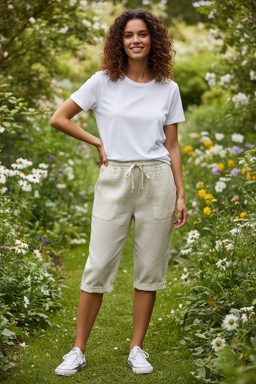 Women's Lightweight Casual Shorts – Roll Cuff Warm Weather Essential